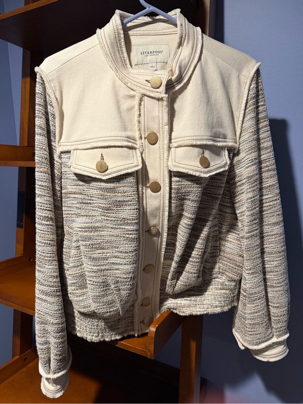 Liverpool Two-Tone Cream Textured Utility Jacket